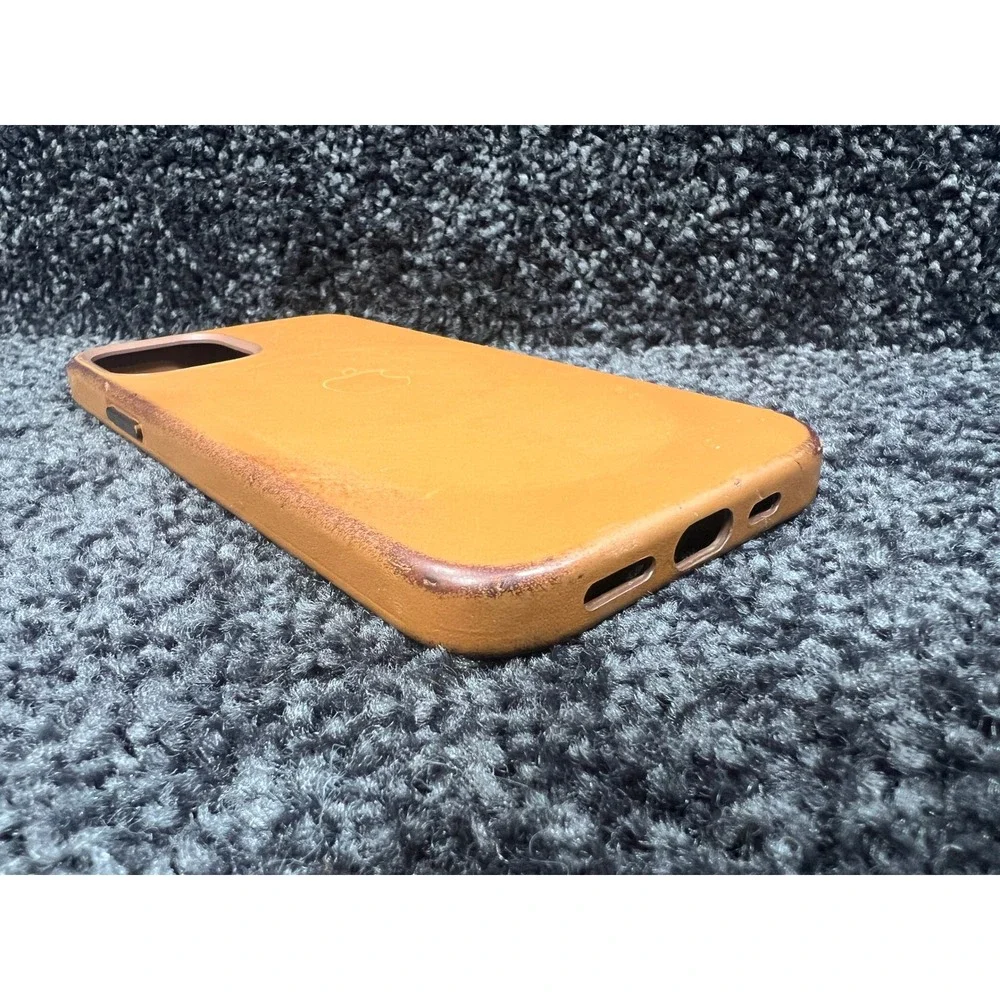 USED‎ Apple iPhone 12 Pro Max Leather Case Saddle Brown MagSafe Genuine OEM